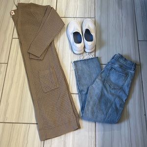 Ambiance Knit Tan Dark Beige Large Duster Long Cardigan